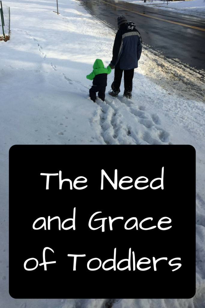 The Need and Grace of Toddlers. Toddlers are so emotionally needy that it's exhausting. We all need support from each other to get us through. (Photo: Mom with kid walking in snow)