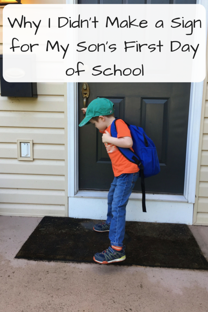 Why I Didn't Make a Sign for My Son's First Day of School (Photo: Young white boy closing the door of a house)