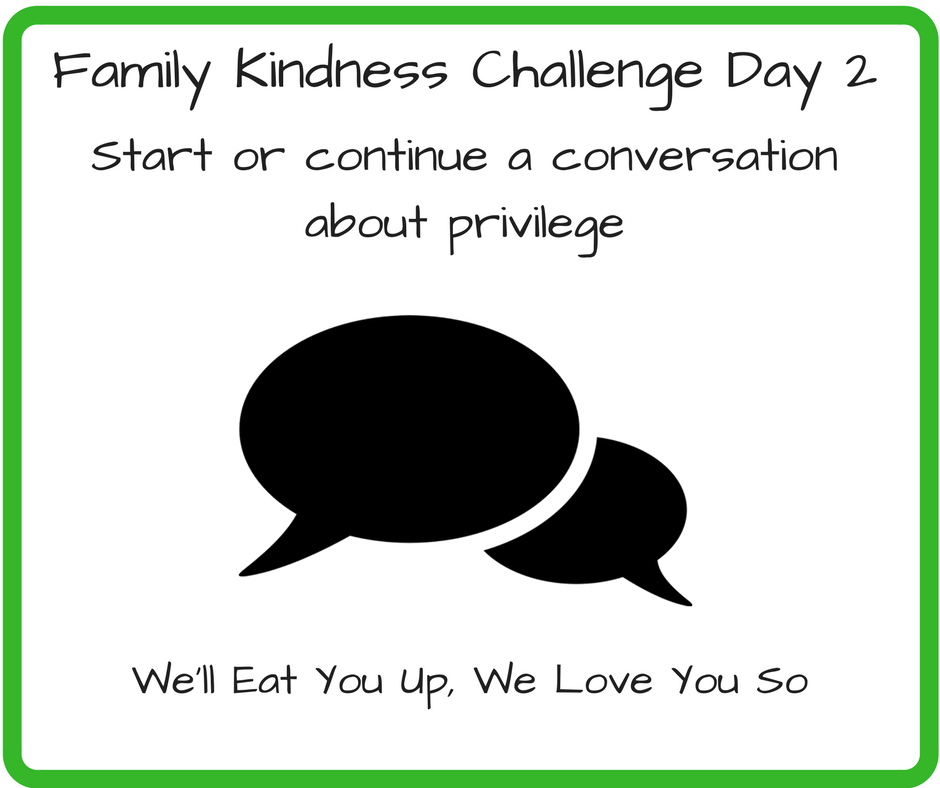 Family Kindness Challenge Day 2: Start or Continue a Conversation About Privilege (Photo: Cartoon of voice bubbles)