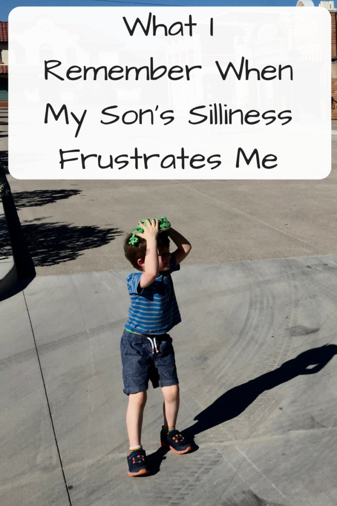 What I Remember When My Son's Silliness Frustrates Me (Photo: Young white boy with a stuffed frog on his head)