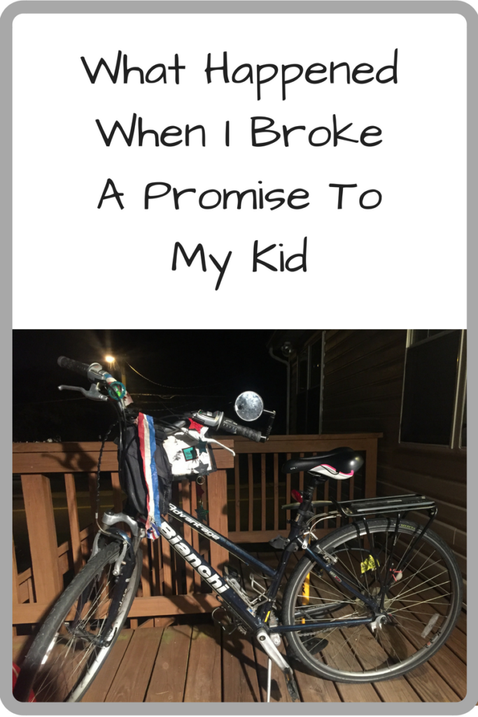 What Happened When I Broke A Promise To My Kid (Photo: A bicycle on a wooden deck at night)