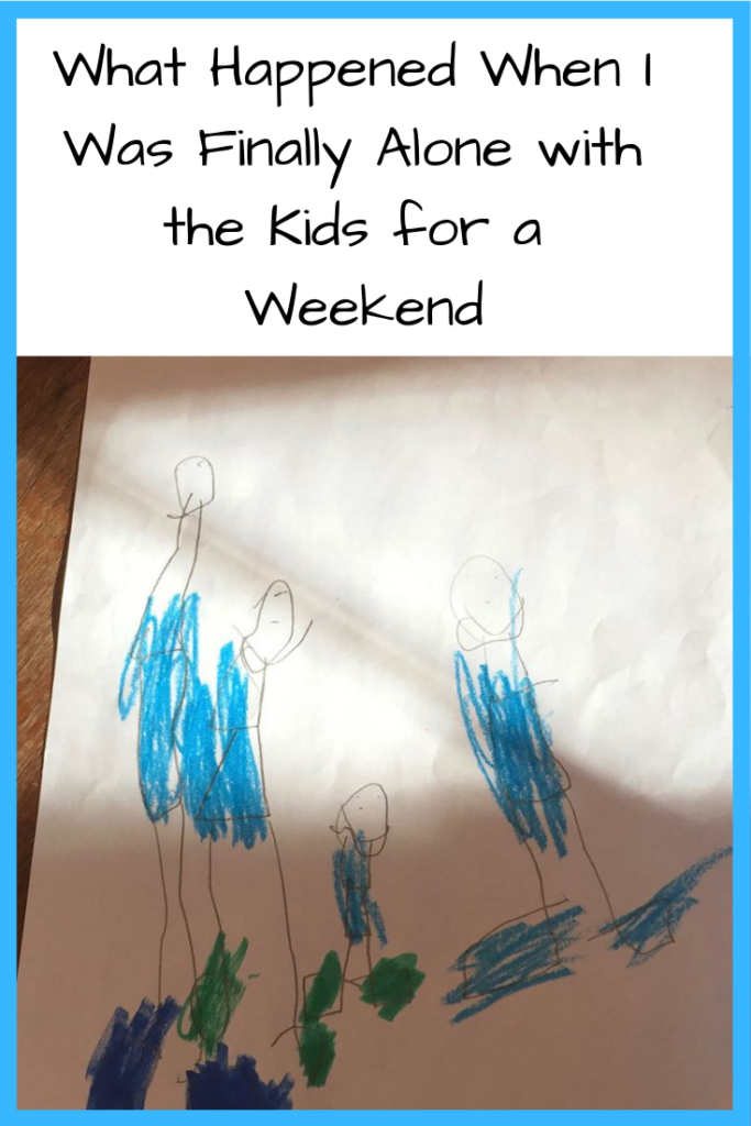 What Happened When I Was Finally Alone with the Kids for a Weekend (Photo: Child's stick-figure drawing of a family)